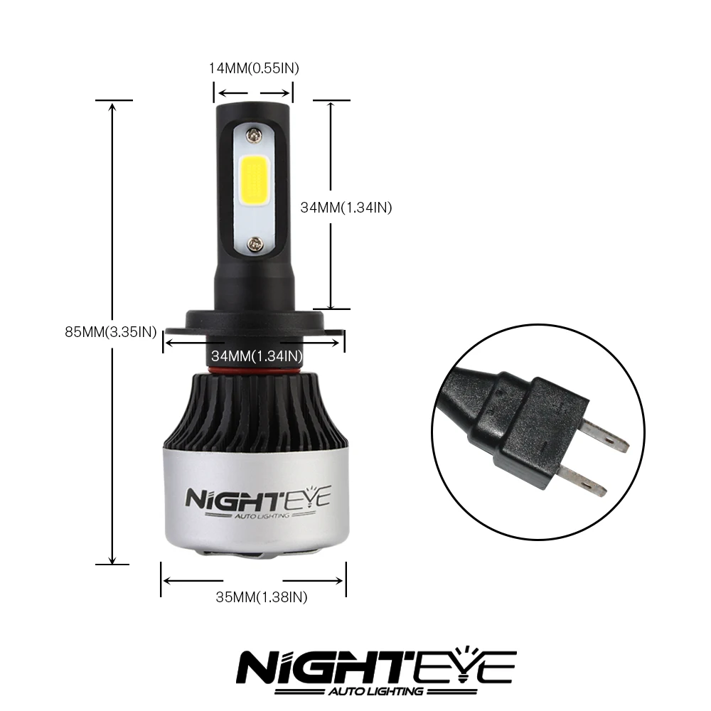 NIGHTEYE супер яркие Автомобильные фары H7 светодиодный H4 H8/H9/H11 9005/HB3 9006/HB4 авто лампа 72