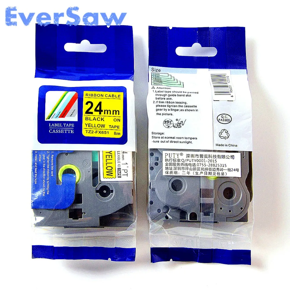 4PK смешанные цвета brother гибкие ID Этикетки ленты 24 мм TZE FX651 FX251 Tze fx251 tze fx651 для p