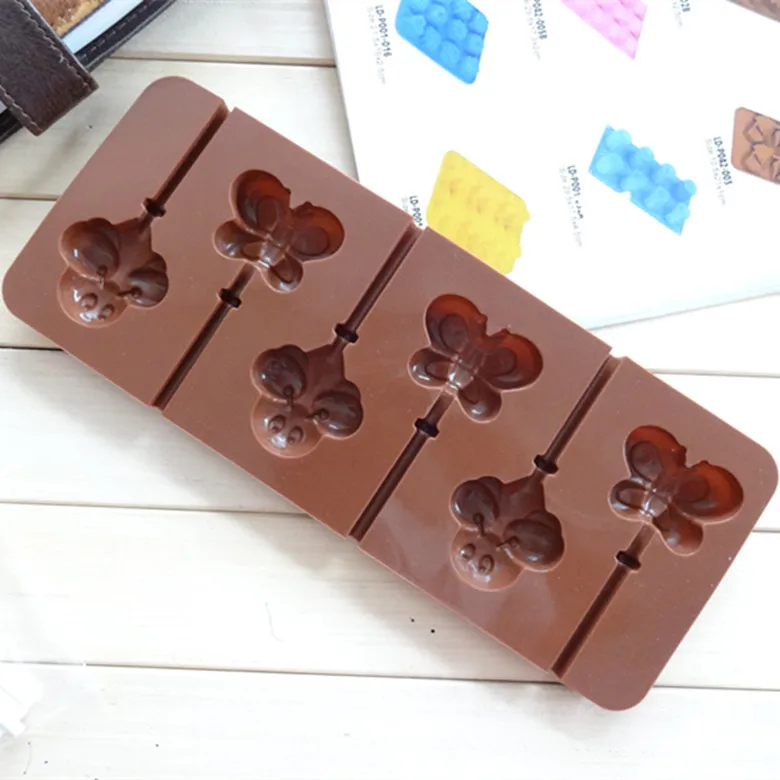 Силиконовые формы 6 даже пчелы и бабочки леденец формы DIY пластиковые формы для шоколада формы прилагаются отлично