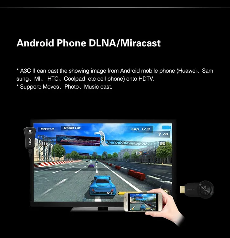 Measy a3c ii AnyCast EasyCast OTA tv Stick Dongle Беспроводной Wi-Fi приемник дисплей Allshare Cast адаптер Miracast Поддержка Windows
