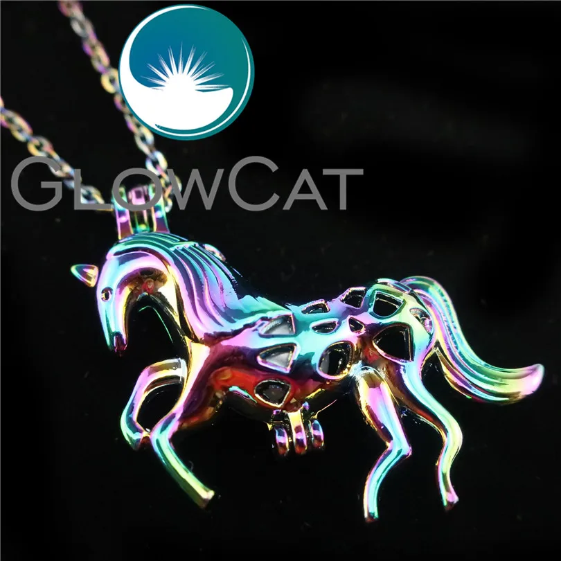 GLOWCAT R C179 Радуга Цвет Единорог бусины клетка кулон духи аэрозольный распылитель