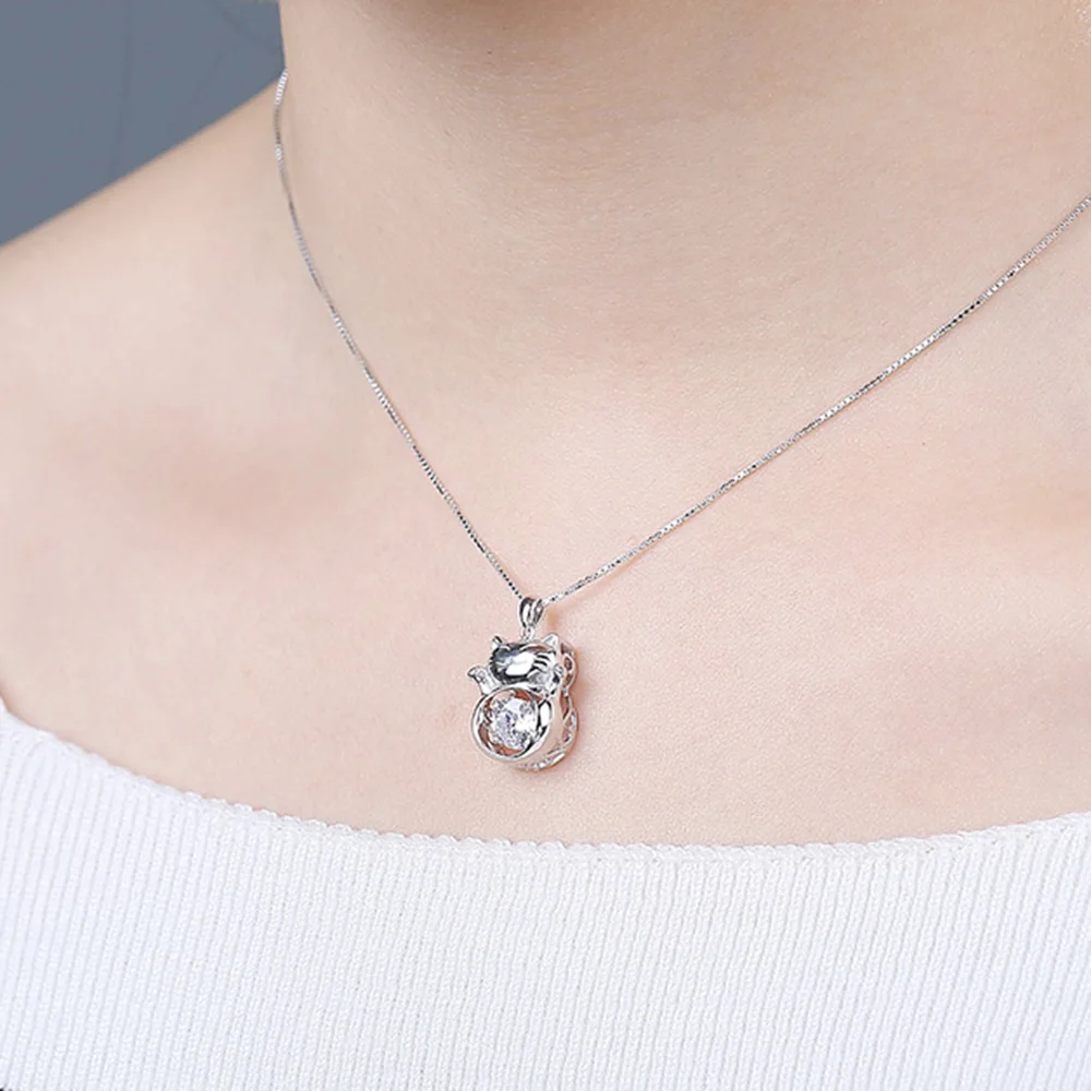 Я Инь вы pin s925 чистого серебра Цепочки и ожерелья милый маленький кот Стиль света