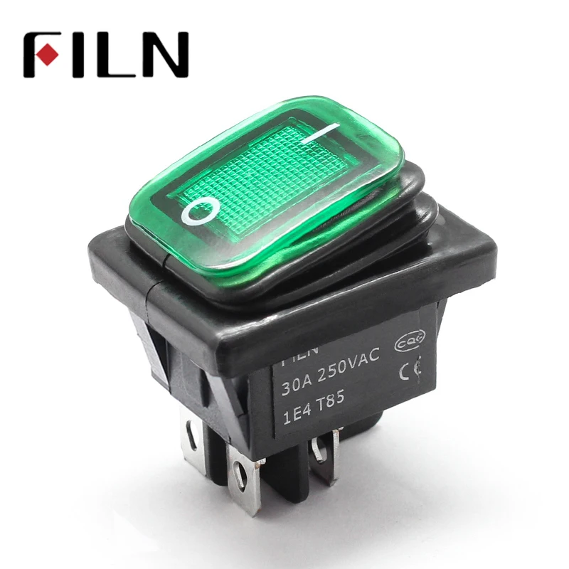Вкл/Выкл 30A/250V тяжелой нагрузке 4 pin DPST IP67 море светодиодный Водонепроницаемый T85 авто лодка морской переключатель кулисный переключатель с светодиодный 12V 220V 30x22