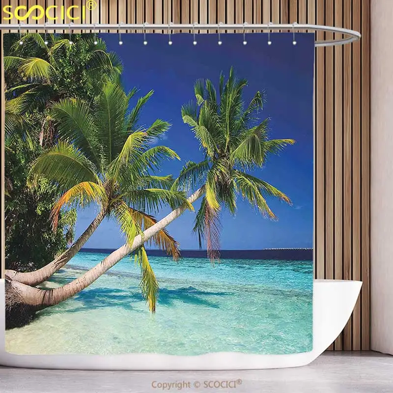 Фанки душевая занавеска тропический экзотический мальдивский пляж с пальмами