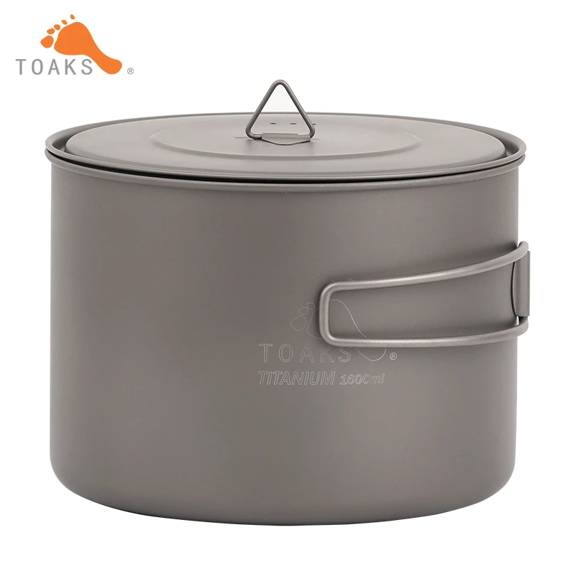 TOAKS 1.6L титановая кухонная посуда для приготовления пищи для пикника на открытом воздухе кемпинга титановая сковорода набор кастрюль портативная кухонная посуда Складная ручка