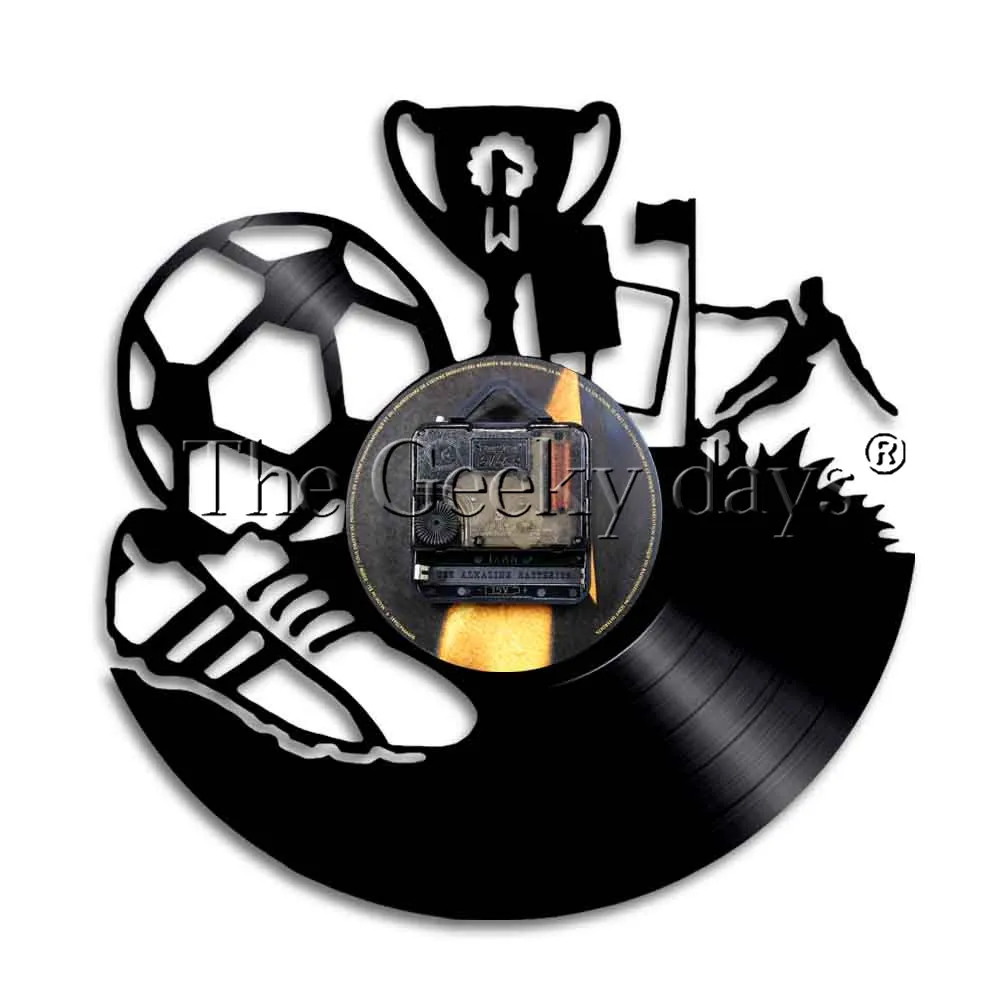 Футбольная команда трофей виниловых пластинок настенные часы с светодиодный