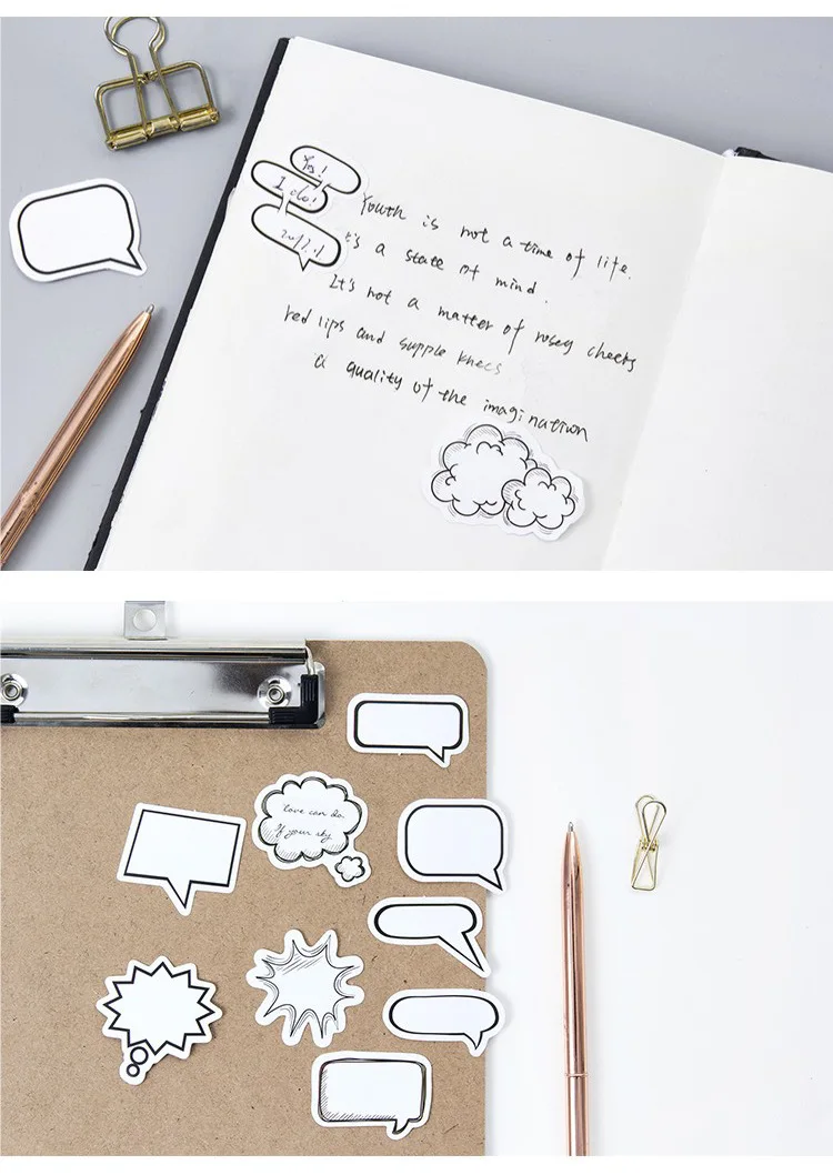45pcs Shine English Blessing Memo Pad Plaids Lines Note Sticky Paper Stationery Planner Sticker Notepad School Supplies
