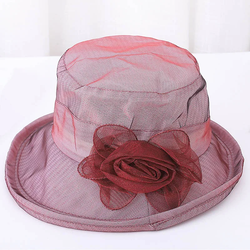 Летняя женская кепка из органзы с цветочным рисунком Женская Повседневная