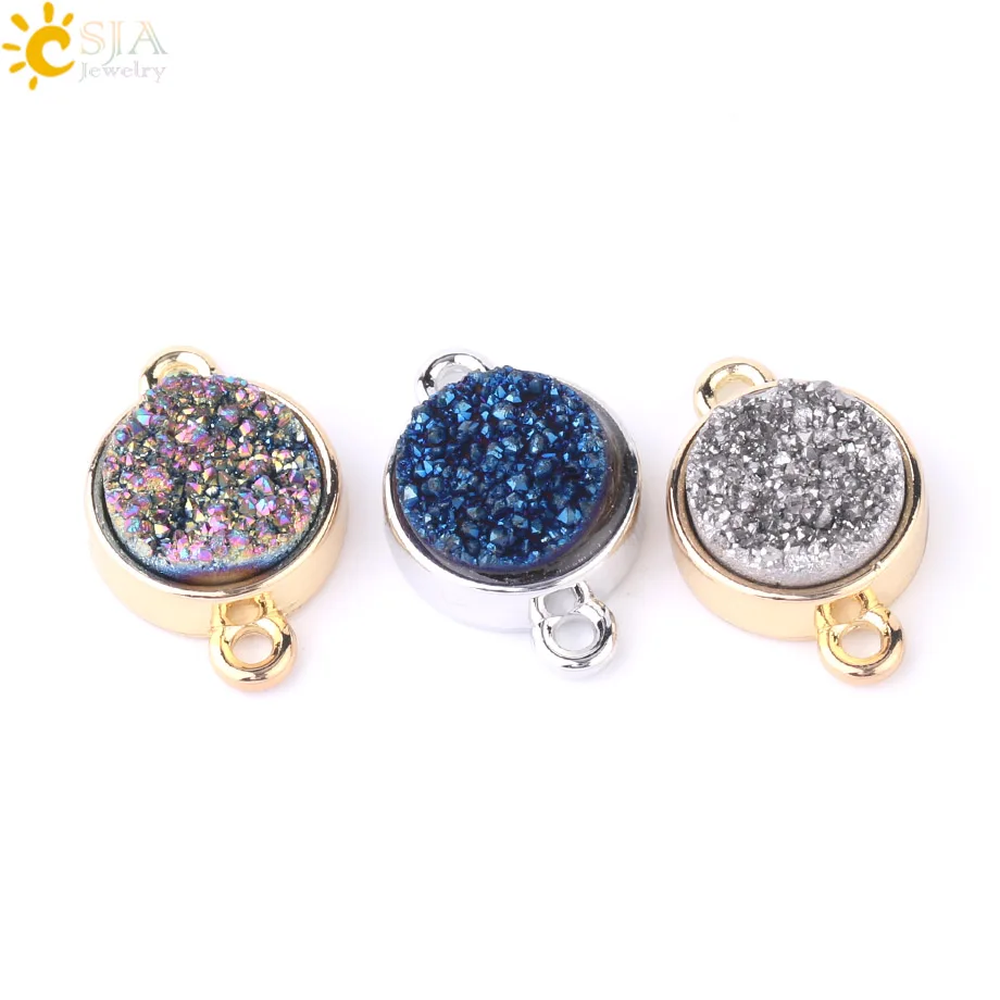 CSJA высококачественный соединитель бусин из друзы смешанные золотистые