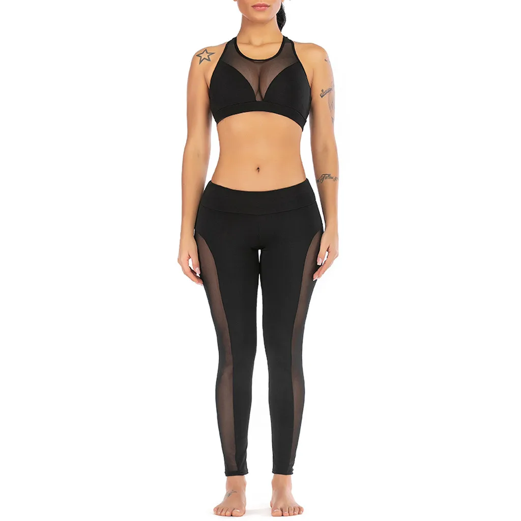 Модный женский прозрачный однотонный жилет для йоги из двух предметов