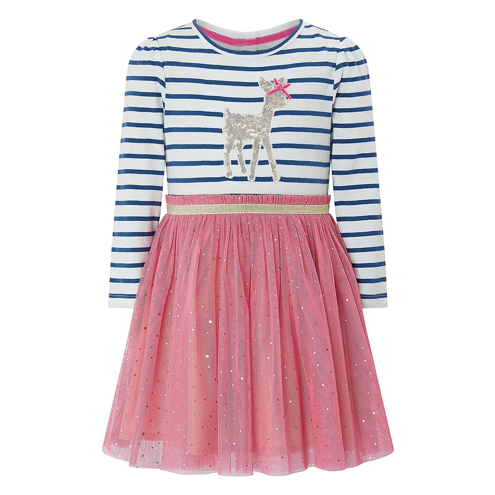 Long Sleeve Baby Girl Dress with Animal Applique Cotton Tunic Toddler Clothing Kids Dresses for Girls Clothes Princess | Детская одежда