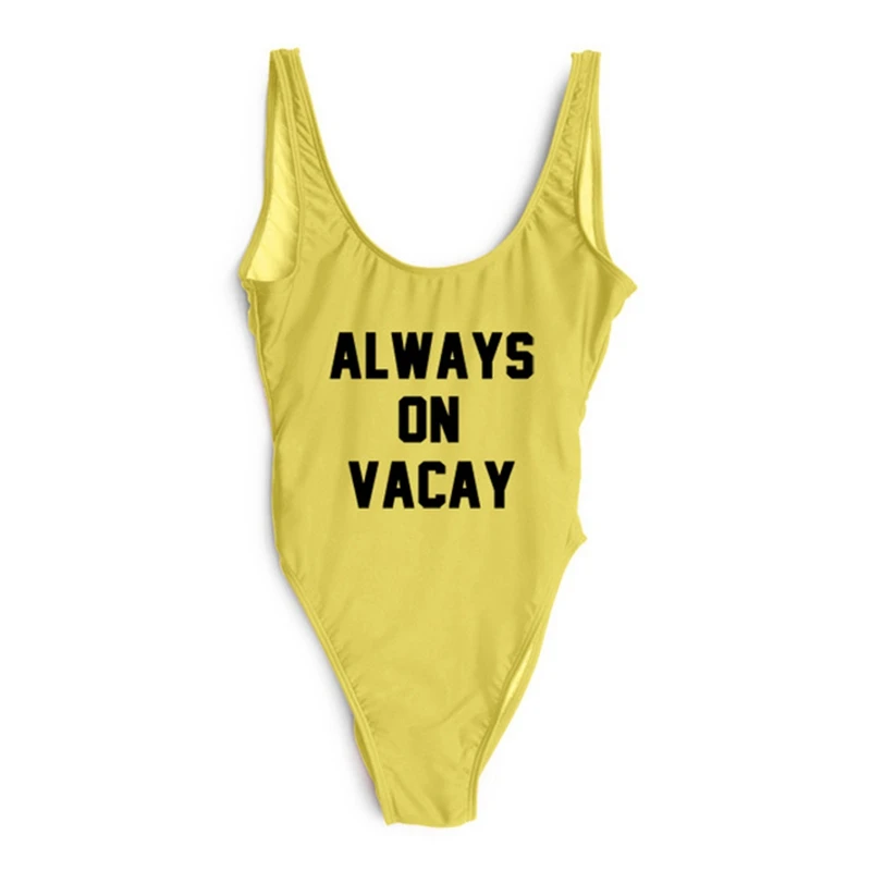 Женский купальный костюм с высокой талией ALWAYS ON VACAY черный купальник открытой