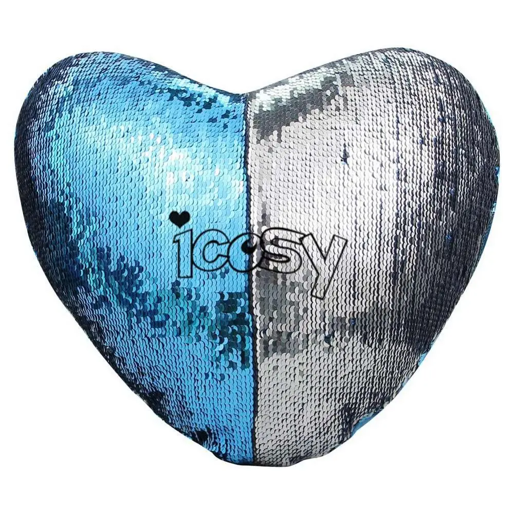 04Silver Blue Наволочка в форме сердца с русалочкой, двусторонняя наволочка с блестками, наволочка для декоративных подушек для дивана, домашний декор, Прямая поставка - Цвет: 04Silver Blue