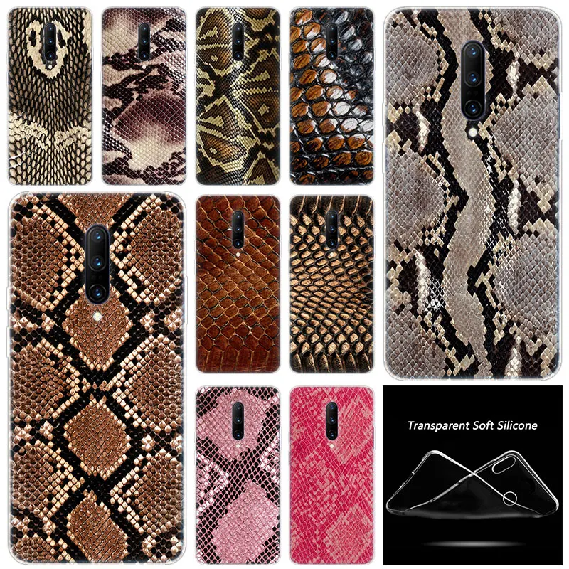 Яркий кожаный чехол со змеиной текстурой Модный мягкий для телефона OnePlus 7 Pro