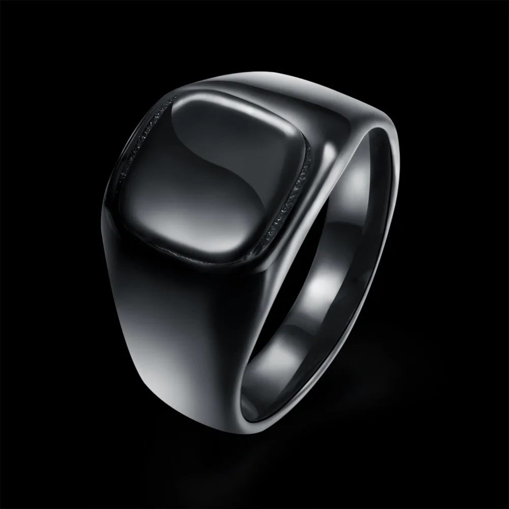 Men Fashion Cool Ring 16MM Gun Black 316L Titanium Steel Square Watch Punk Jewelry Size 7-10 Stainless Rings | Украшения и