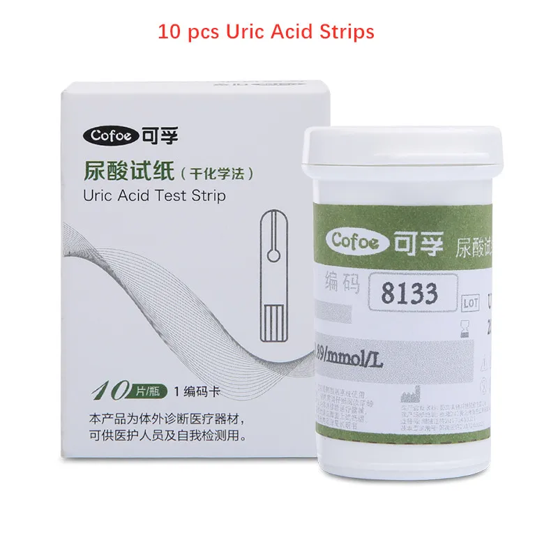 10 uric acid strips Cofoe 3 в 1 монитор холестерина мочевой тестер кислотности измеритель уровня глюкозы в крови комплект с тестовыми полосками Lancets диабет мультимонитор устройство - Цвет: 10 uric acid strips