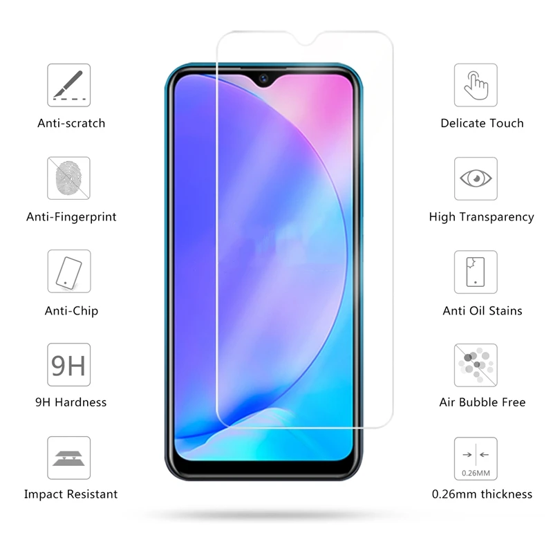 2 шт закаленное стекло для Vivo Y17 защита экрана 9H защитное Y12 Y15 Y3 Wolfsay | Мобильные