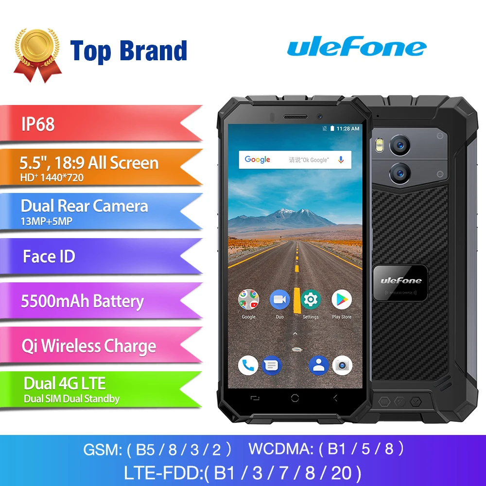 Ulefone Armor X Водонепроницаемый IP68 смартфон 5 &quotHD четырехъядерный Android 8 1 2 ГБ + 16 Гб 13