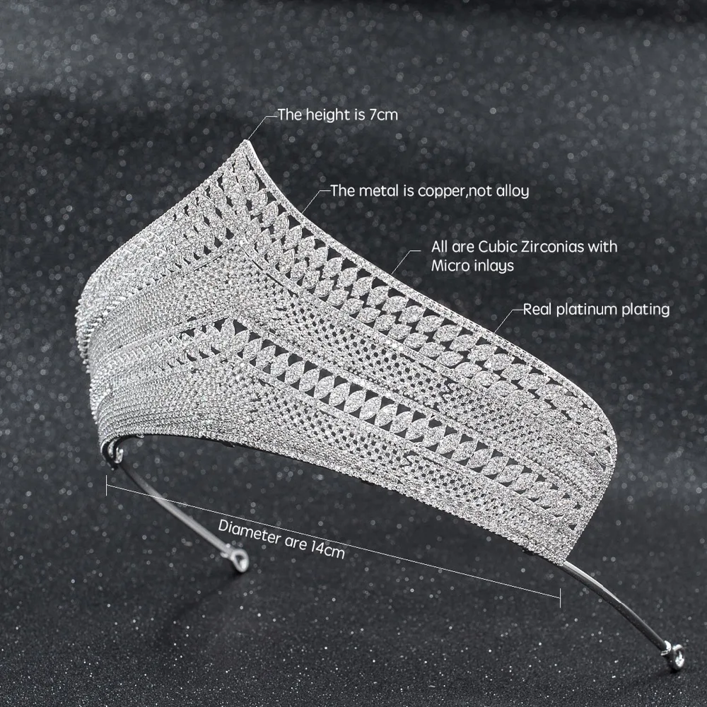 Женская свадебная тиара с фианитом большая диадема короны свадебные украшения
