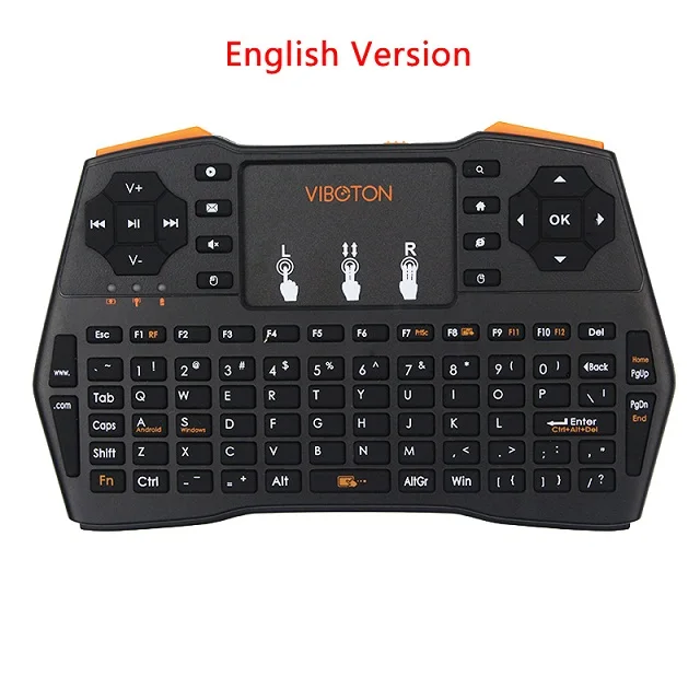 English 2,4G мини-клавиатура с беспроводной сенсорной панелью с английским/русским/испанским языком для ПК ноутбука Android tv Smart tv для Raspberry Pi - Цвет: English