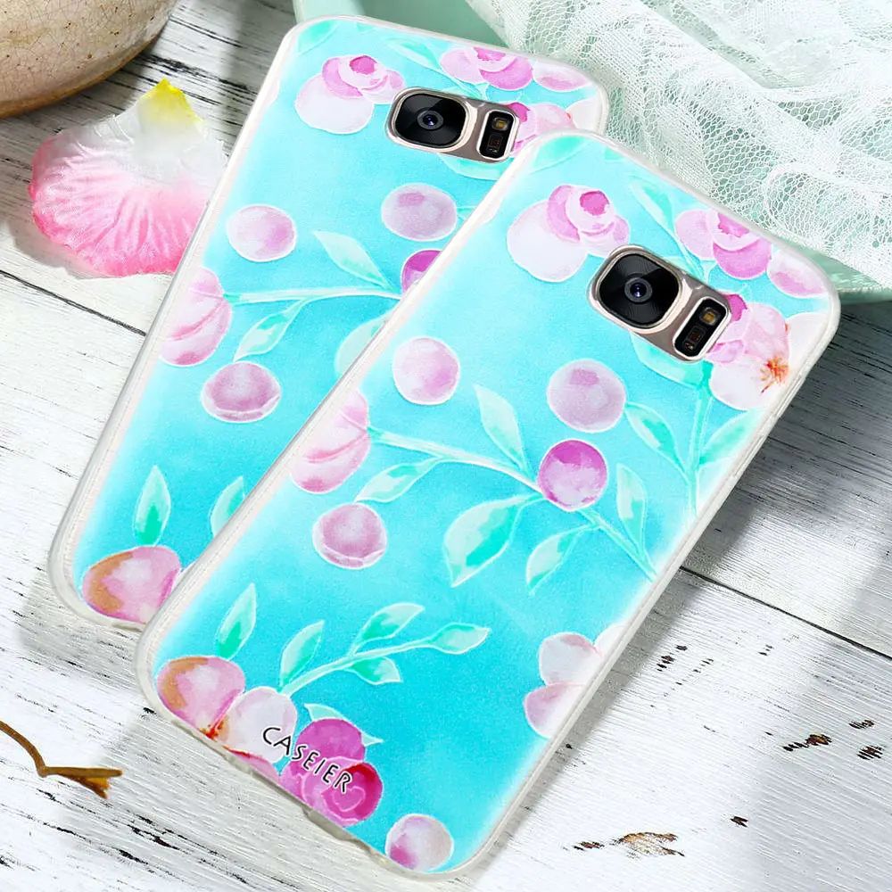 CASEIER Plant Leaf Phone Case For Samsung S8 Plus Soft Silicone Cases 3D Cover Note 8 S6 S7 Edge Shell Coque Capinha |