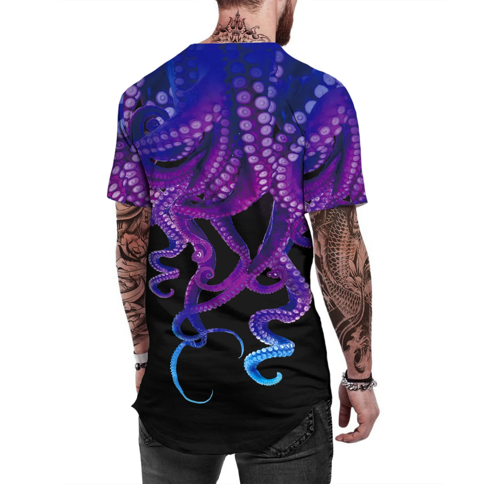 2019 Харадзюку футболка Осьминог Мужская Хип Хоп Футболка уличная летняя