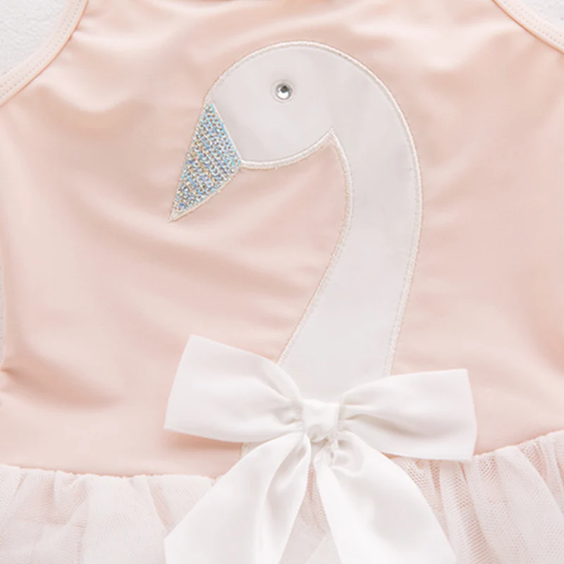Bear Leader/купальный костюм для девочек, детская одежда для купания, Сетчатое платье с лебедем и шапочка для плавания, купальный костюм для девочек, летнее платье для детей 2-6 лет