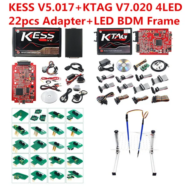 KTAG KESS LED 22 Ada Онлайн V2.53 Kess v2 V5.017 K TAG K-TAG V7.020 V2.25 Fgtech 0475 светодиодный BDM Рамка 22 шт. адаптер ECU чип тюнинг набор инструментов KESS KTAG - Цвет: KTAG KESS LED 22 Ada