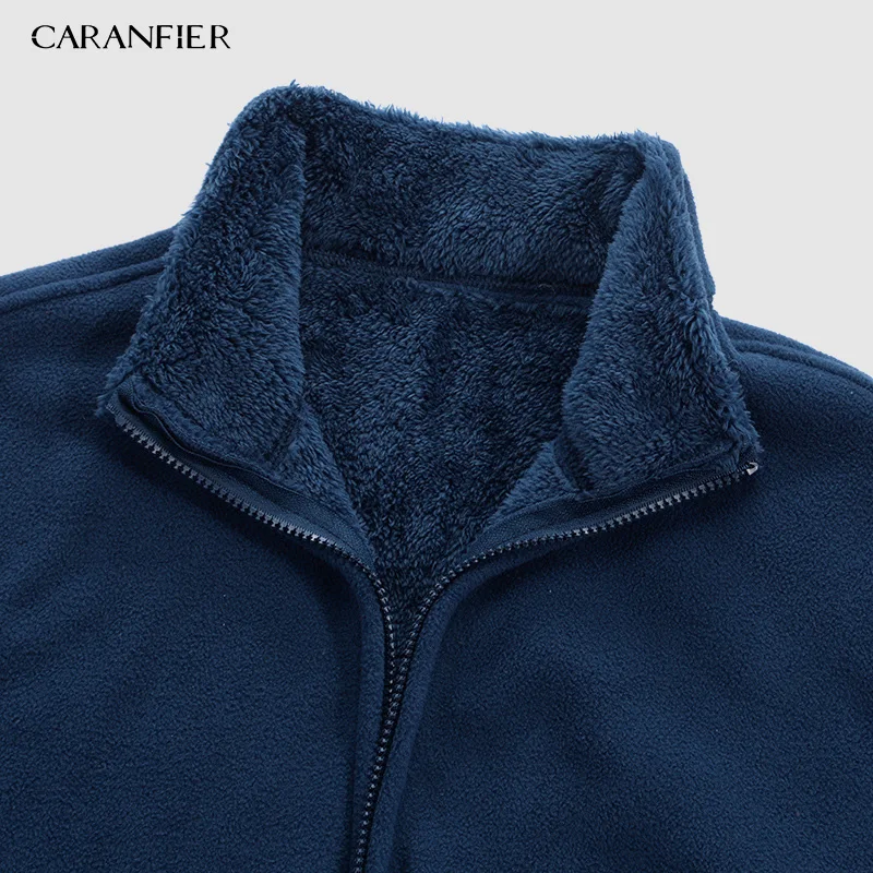Мужские флисовые куртки CARANFIER уличные спортивные теплые пальто с воротником