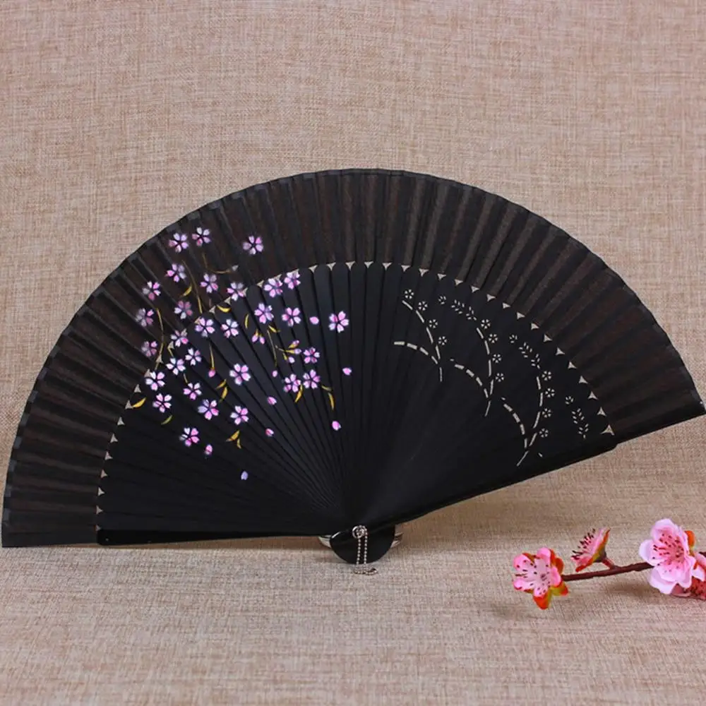 Винтажный складной веер шелковая ткань Сакура с принтом украшение для дома в