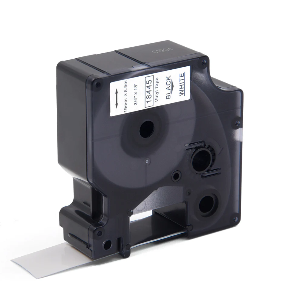 Absonic 2 шт. 19 мм IND виниловая этикетка DYMO Rhino 18445 черная на белых лентах промышленный