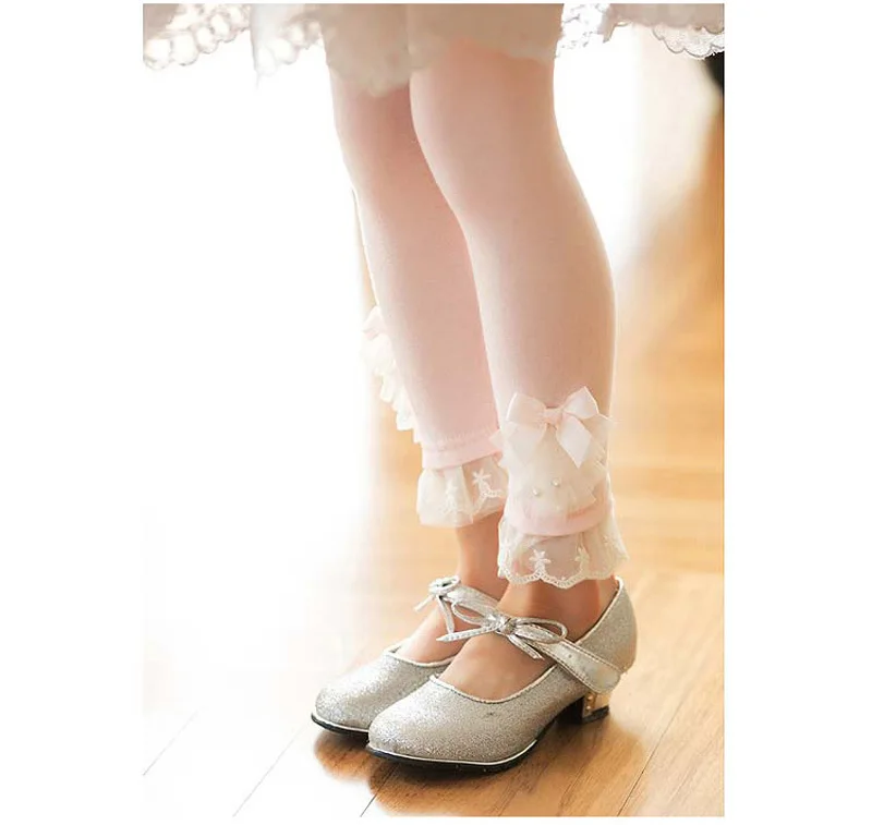 Весенняя одежда детские леггинсы школьные штаны кружевные для девочек От 2 до 7