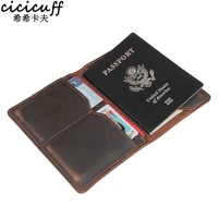 cicicuff vintage genuine cow leather passport covers card holder cowhide on cover for document certificate case travel wallet