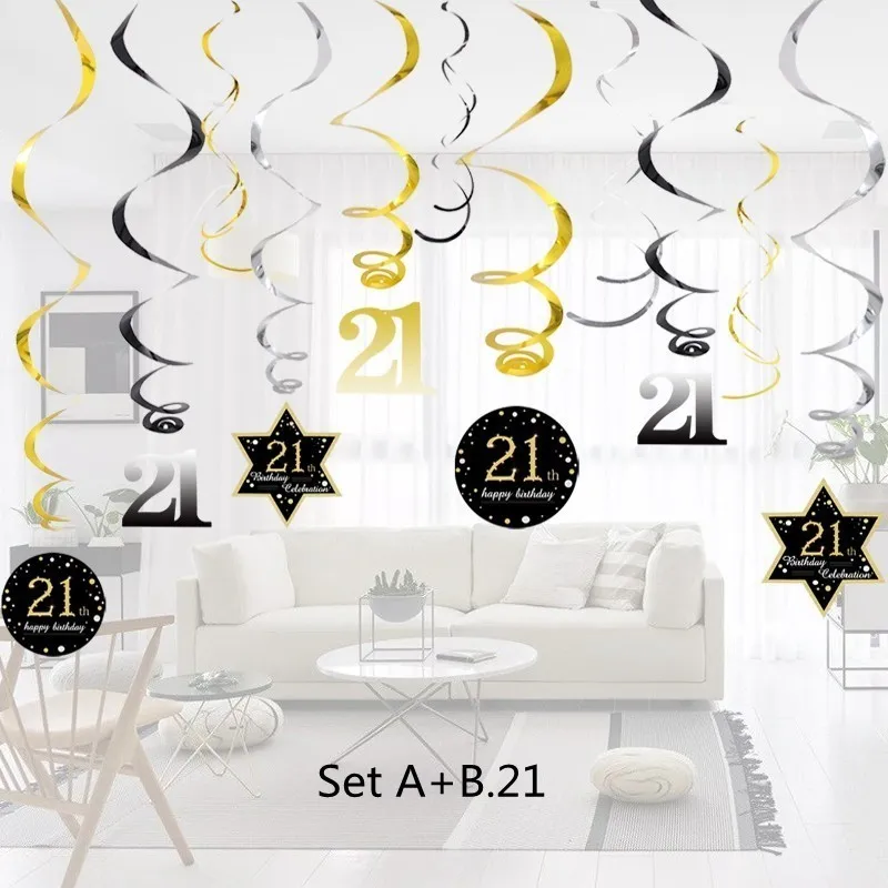 A add B21-14pcs Горячее предложение! Распродажа! 18/30/40/50/60 лет DIY спиральный орнамент на день рождения воздушный шар "Конфетти" на день рождения Balons юбилейные праздничные украшения - Цвет: A add B21-14pcs