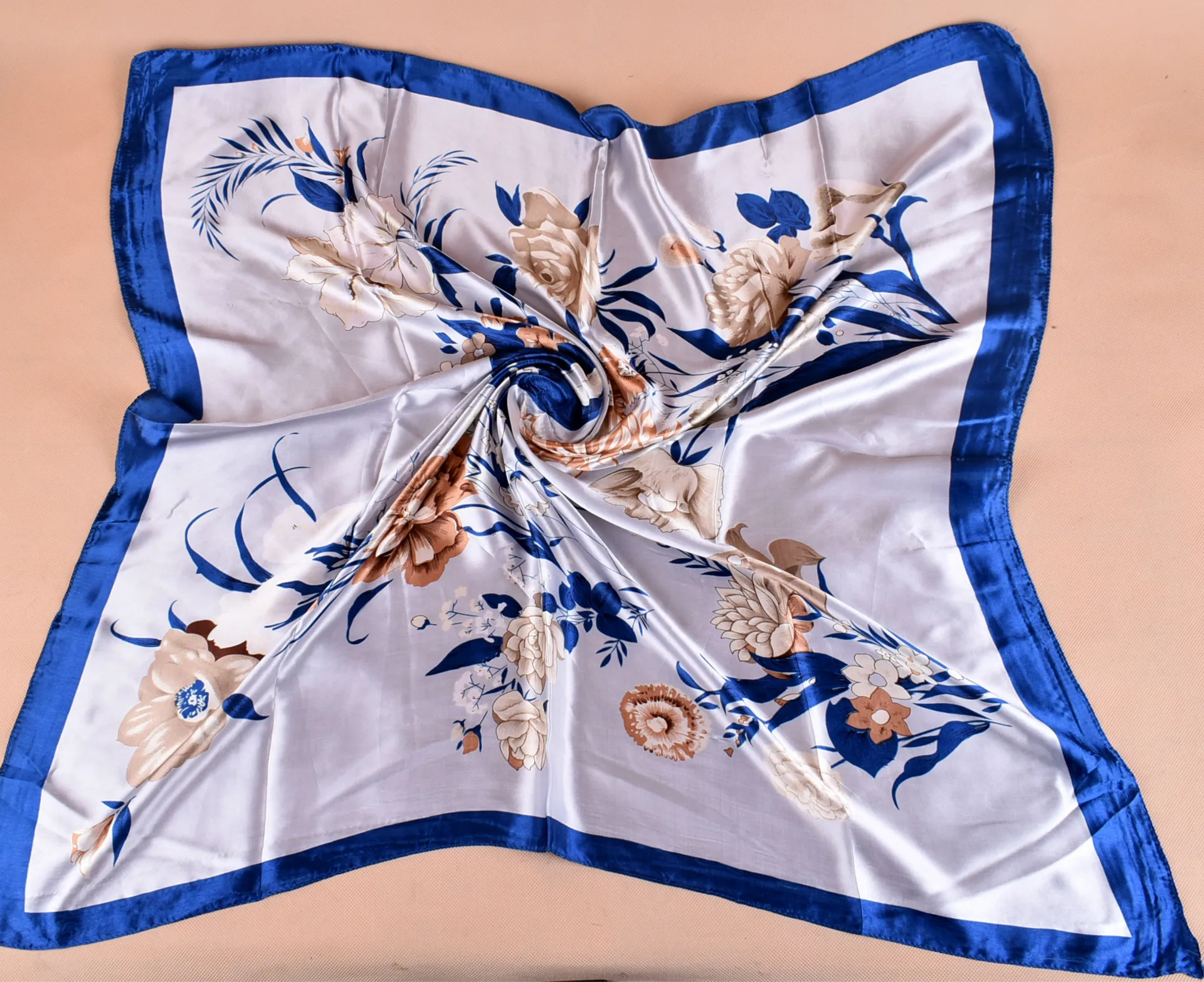 Шелковый шарф для женщин большой квадратный атласный волос 90 см шарфы головы