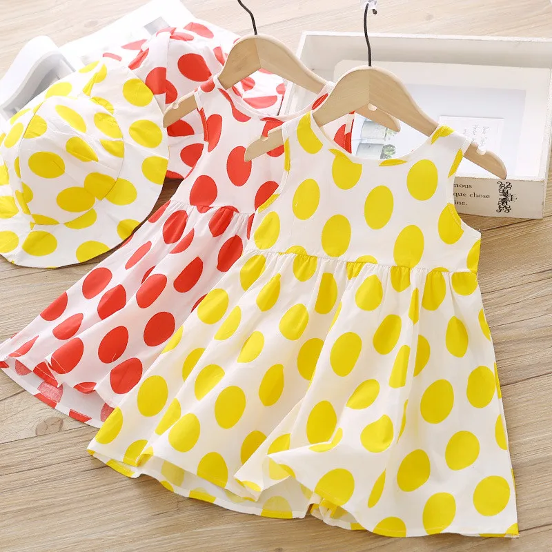 Girls dress 2019 summer children's fashion wave point sleeveless dresses baby kids back bow cute clothes | Детская одежда и