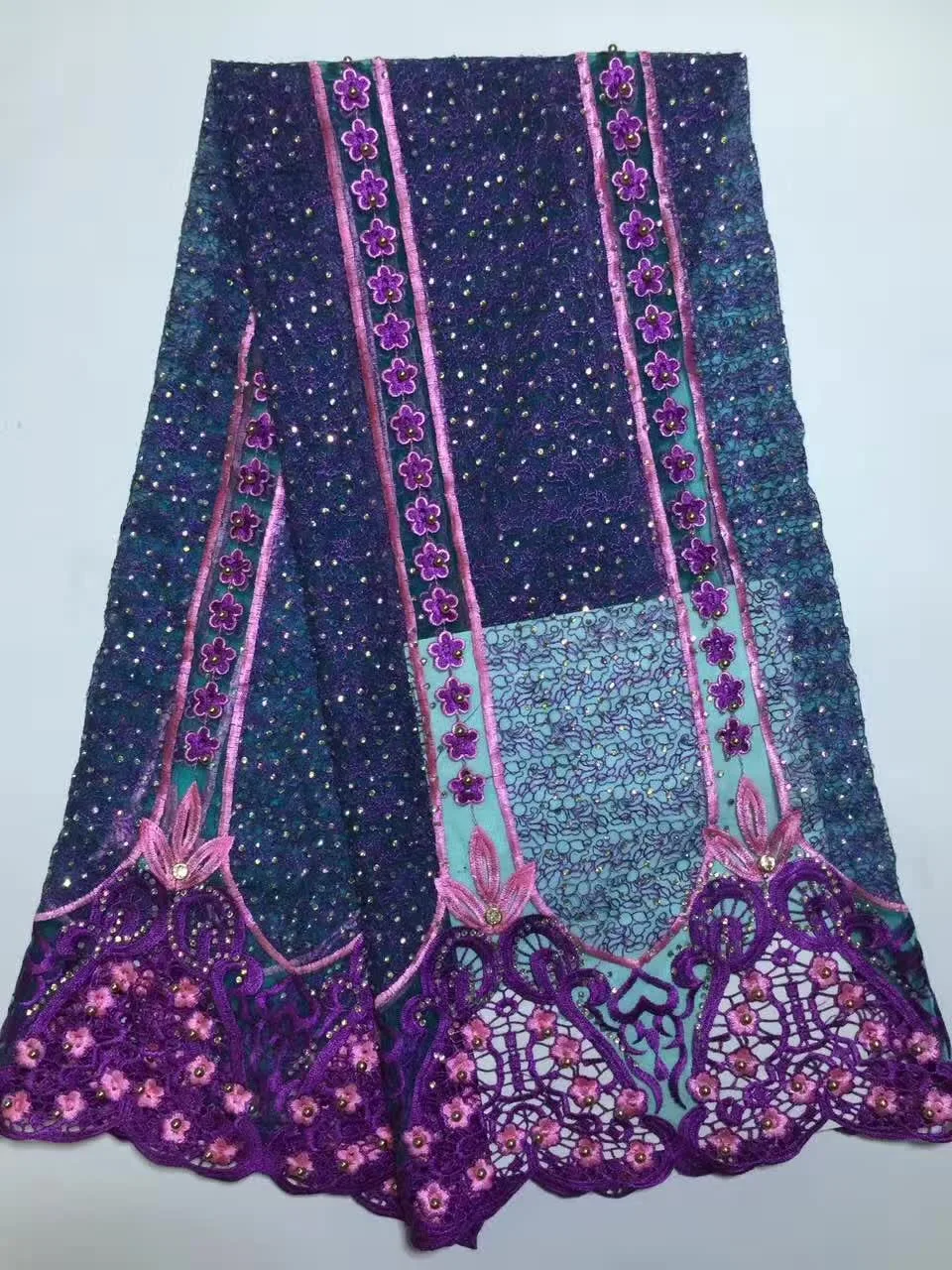 2017 Latest French Nigerian Laces Fabrics High Quality Tulle African Wedding Lace dp-2698 | Дом и сад