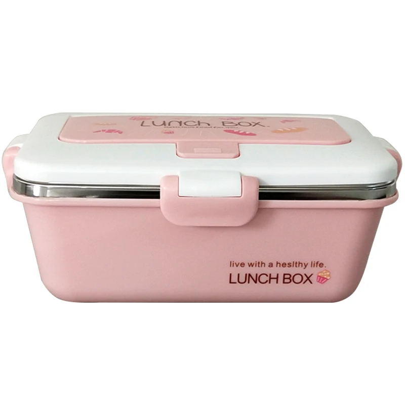 Pink ONEUP Ланч-бокс из нержавеющей стали Ins мультфильм 900 мл Bento box экологичный контейнер для еды ланчбокс для пикника школьный офис - Цвет: Pink