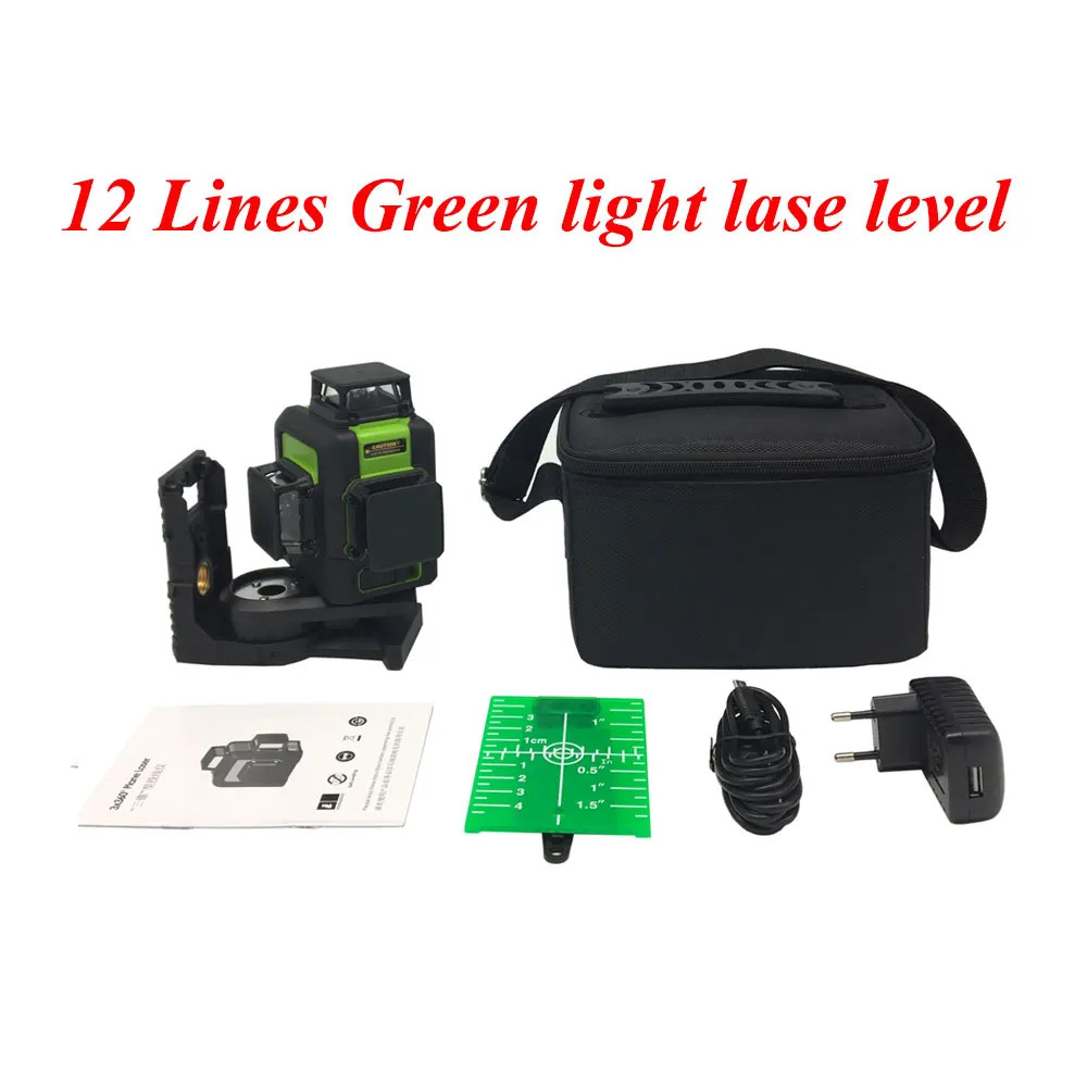 12 lines green light 12 линий 8/5 линий зеленый светильник лазерный нивелир портативный самонивелирующийся лазерный уровень зеленый луч лазерный нивелир метр - Цвет: 12 lines green light