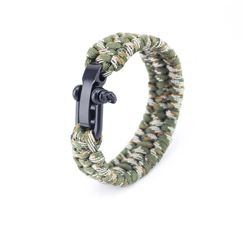 Camouflage green NIUYITID мужской браслет из нержавеющей стали, браслет для выживания из Паракорда, Открытый походный спасательный Аварийный Браслет для женщин - Окраска металла: Camouflage green