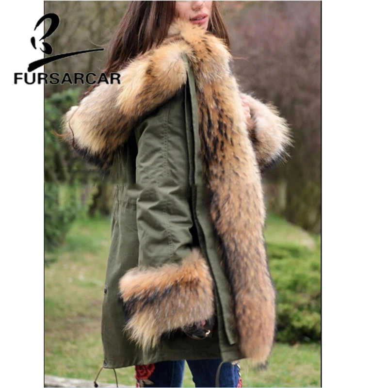 FURSARCAR хит продаж новое модное женское пальто из натурального меха с воротником