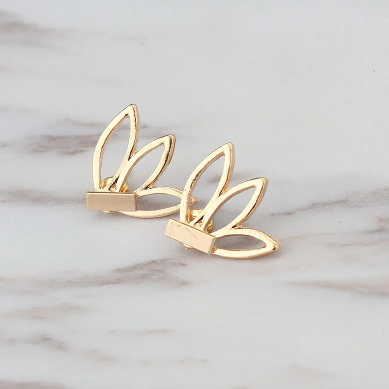 Двойные полые серьги цветок лотоса золотого и серебряного цвета эффектные