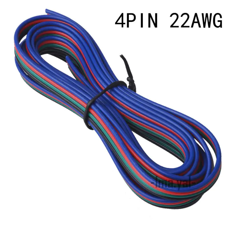 20 м/5 м/10 м 2pin провод 3pin 4Pin 5pin удлинитель провода 22 awg RGB + белый Соединительный