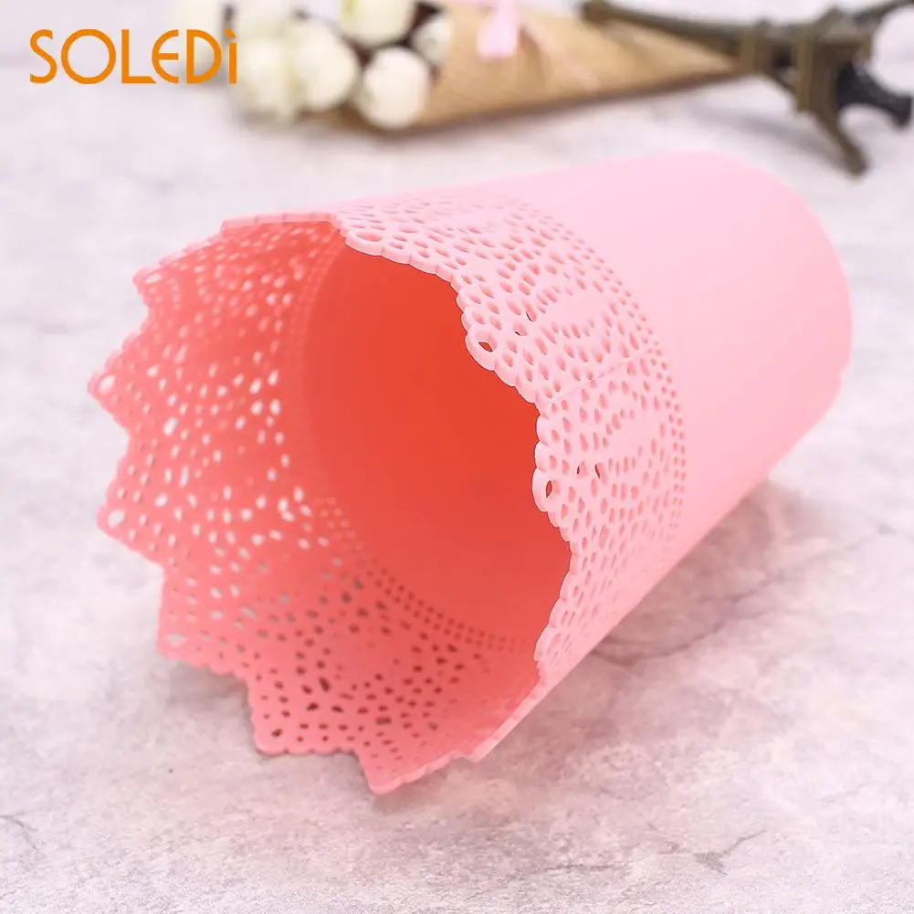 SOLEDI Flower Pots Vase Plastic Contemporary Lace Pink/White/Blue/Purple Desk Tidy Holder Storage Home Decoration | Дом и сад