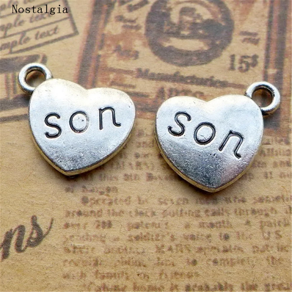 15 шт. Античные Подвески в виде букв сына сердца подвески для членов семьи браслет