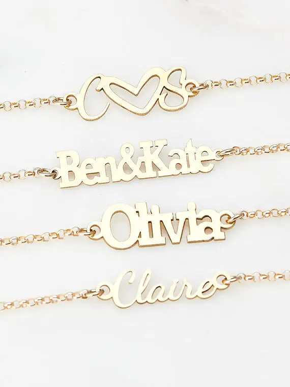 Великолепная сказка персонализированные имя браслет для Для женщин jewelry романтические подарки индивидуальные браслет Серебряный Нержавеющая сталь Цепи