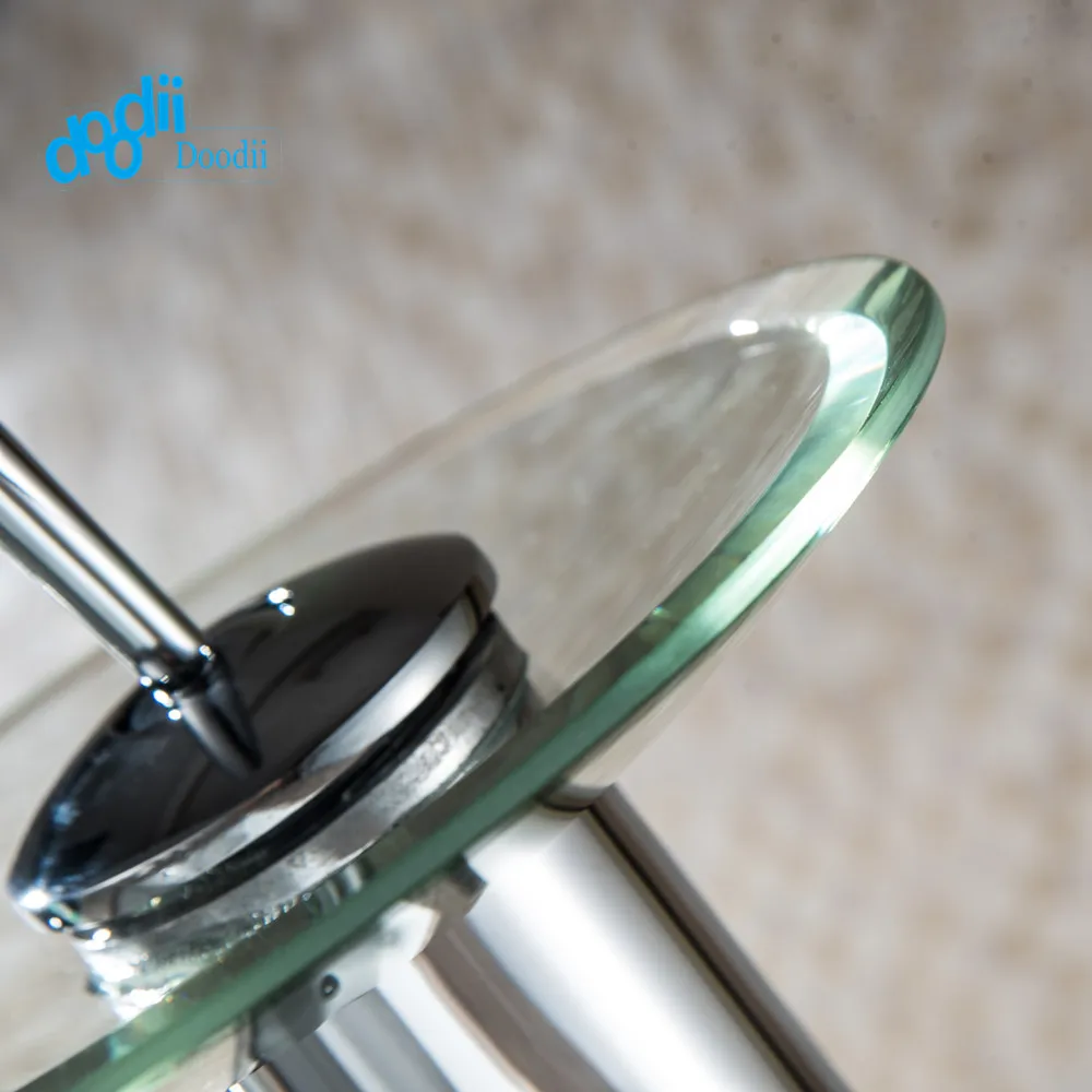 Doodii Stainless Steel circle waterfall Glass Bathroom Basin Mixer Tap Waterfall Faucet Sink Vessel Chrome Polished Finish | Обустройство