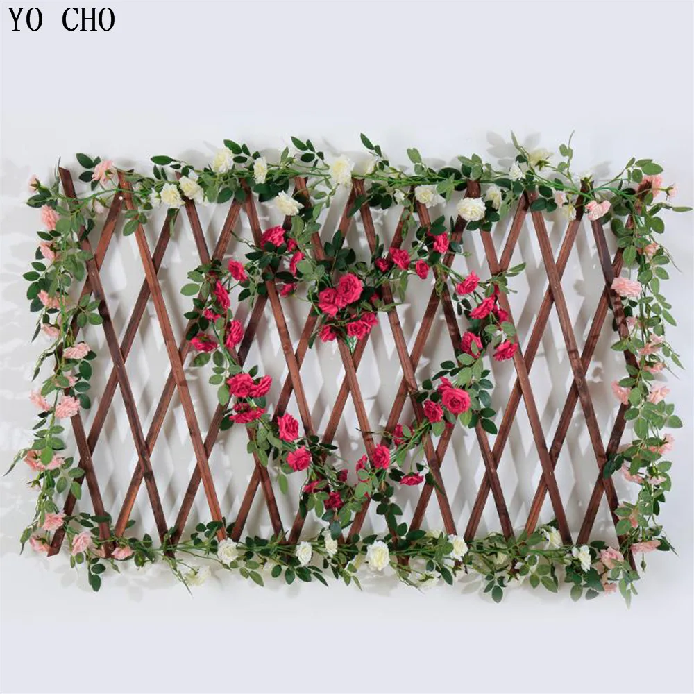 

YO CHO Artificial Flower Rattan Rose Hanging Flowers Wall Home Wedding Garden Decoration Ivy Vine Fake Leaf Home Silk Flower DIY