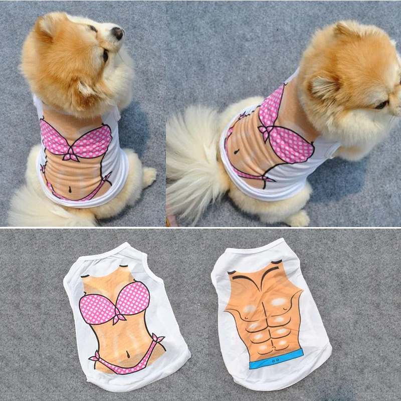 Хит жилет рубашки для собак Одежда питомцев сексуальная женская/грудная мышца
