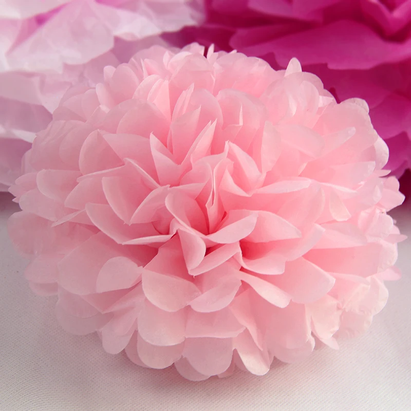 Light Pink 10 дюймов 25 см, китайская бумага Pom Poms бумажные цветы-шары помпон для детей день рождения свадебное оформление автомобиля для рождественской вечеринки - Цвет: Light Pink